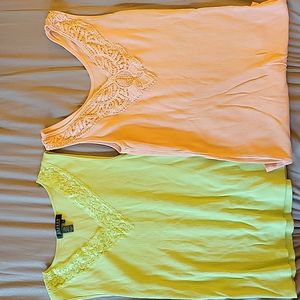 TWO Cotton VNeck tanks Ralph Lauren & NY&CO